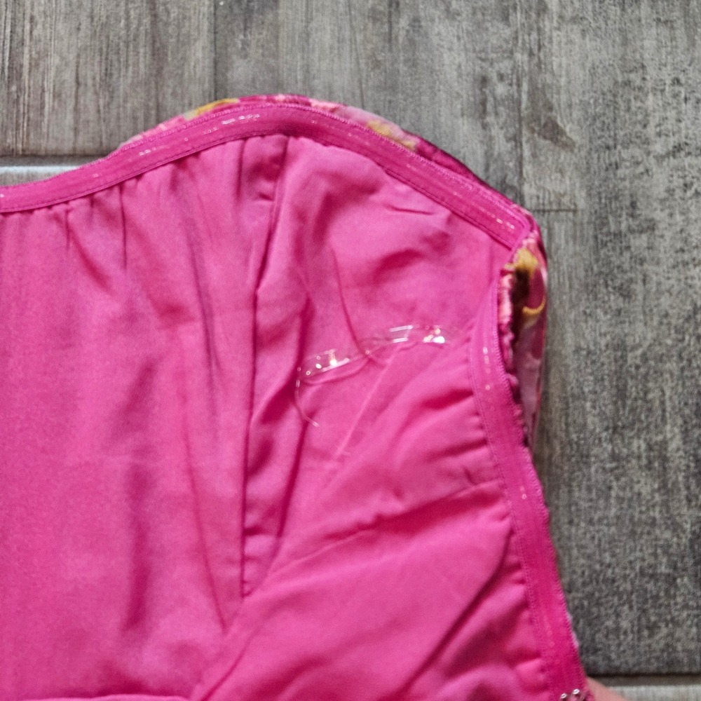 Showpo Brailey Mini Dress Size 2 Pink NEW Floral Jacquard Strapless Cocktail - Picture 12 of 14